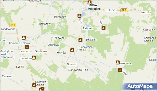 mapa Klonownica Mała, Klonownica Mała na mapie Targeo