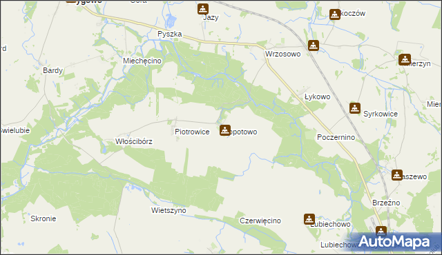 mapa Kłopotowo gmina Dygowo, Kłopotowo gmina Dygowo na mapie Targeo