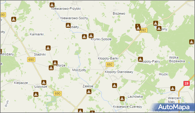 mapa Kłopoty-Bańki, Kłopoty-Bańki na mapie Targeo