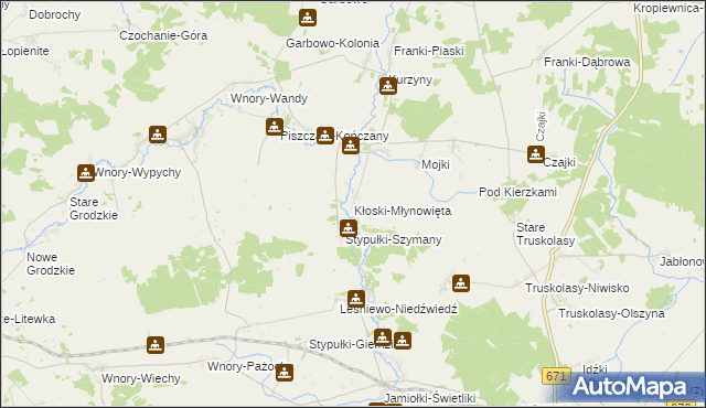 mapa Kłoski-Młynowięta, Kłoski-Młynowięta na mapie Targeo