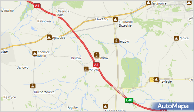 mapa Kłosów gmina Wiązów, Kłosów gmina Wiązów na mapie Targeo