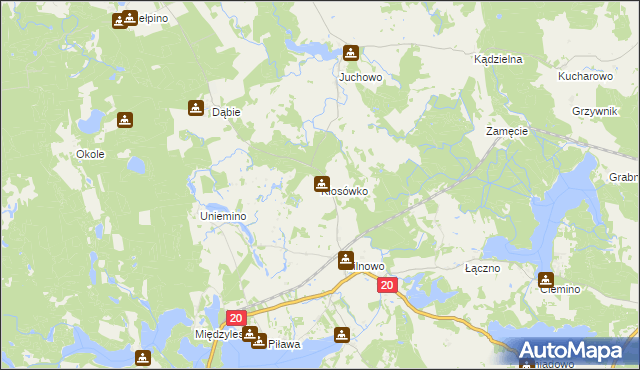 mapa Kłosówko gmina Borne Sulinowo, Kłosówko gmina Borne Sulinowo na mapie Targeo