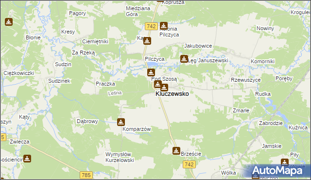 mapa Kluczewsko, Kluczewsko na mapie Targeo