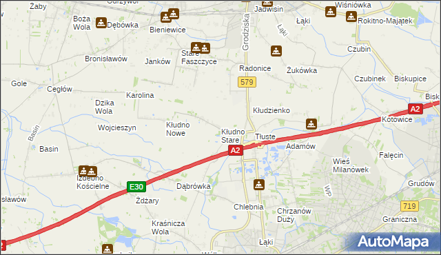 mapa Kłudno Stare, Kłudno Stare na mapie Targeo