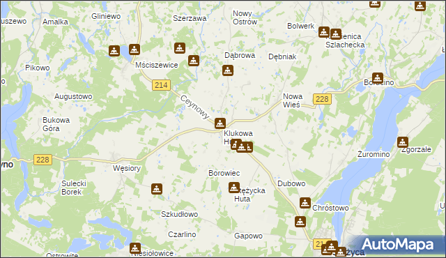 mapa Klukowa Huta, Klukowa Huta na mapie Targeo