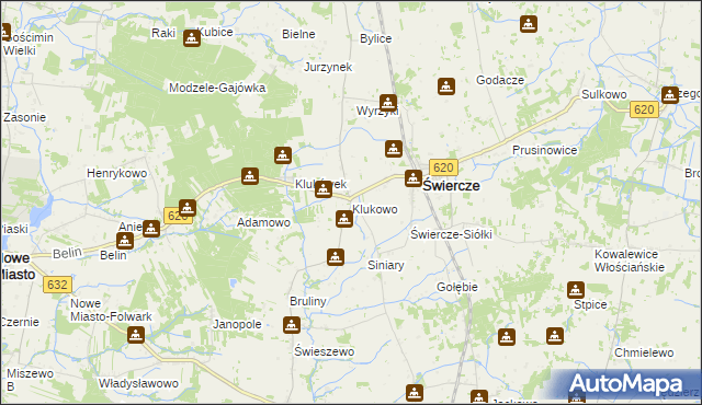 mapa Klukowo gmina Świercze, Klukowo gmina Świercze na mapie Targeo