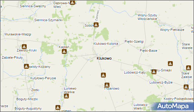 mapa Klukowo powiat wysokomazowiecki, Klukowo powiat wysokomazowiecki na mapie Targeo