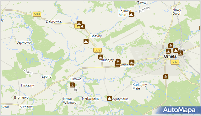 mapa Klusajny, Klusajny na mapie Targeo