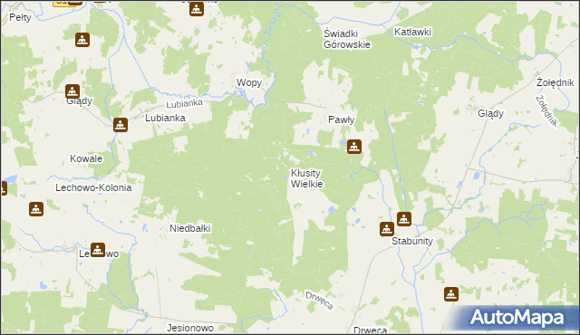 mapa Kłusity Wielkie, Kłusity Wielkie na mapie Targeo