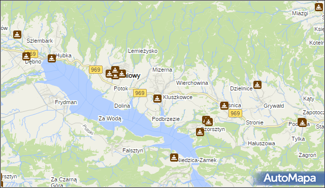 mapa Kluszkowce, Kluszkowce na mapie Targeo