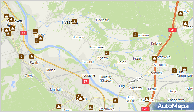 mapa Kłyżów, Kłyżów na mapie Targeo