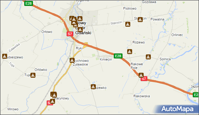 mapa Kmiecin, Kmiecin na mapie Targeo