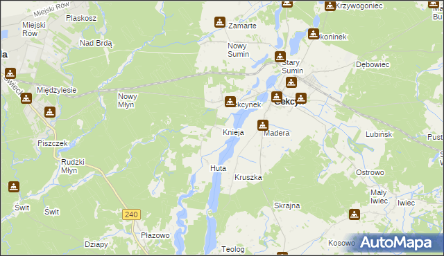 mapa Knieja gmina Cekcyn, Knieja gmina Cekcyn na mapie Targeo