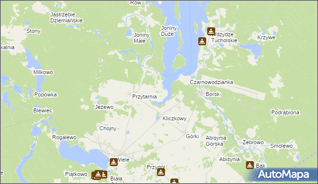 mapa Knieja gmina Karsin, Knieja gmina Karsin na mapie Targeo