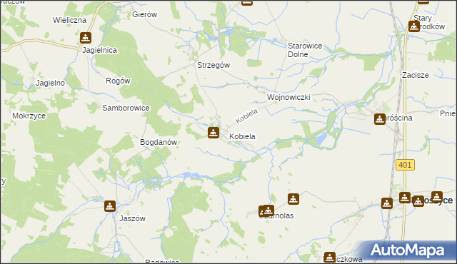 mapa Kobiela gmina Grodków, Kobiela gmina Grodków na mapie Targeo