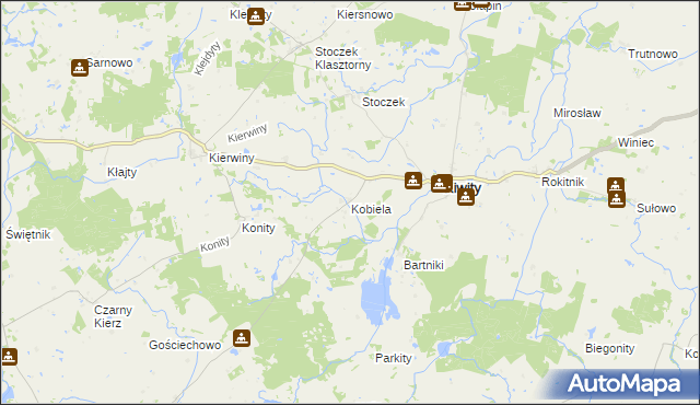 mapa Kobiela gmina Kiwity, Kobiela gmina Kiwity na mapie Targeo