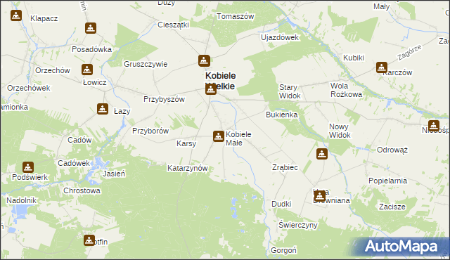 mapa Kobiele Małe, Kobiele Małe na mapie Targeo