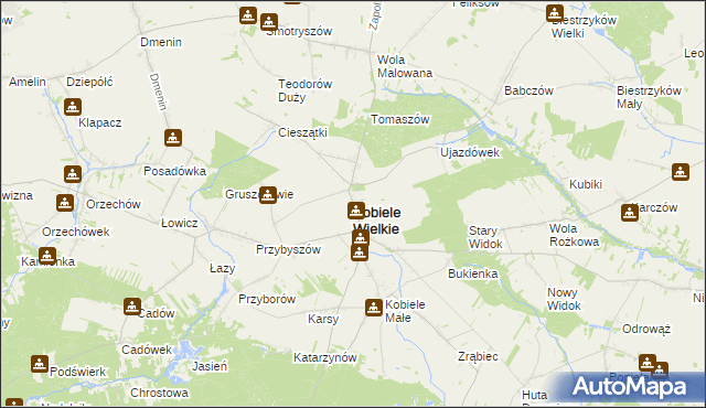 mapa Kobiele Wielkie, Kobiele Wielkie na mapie Targeo