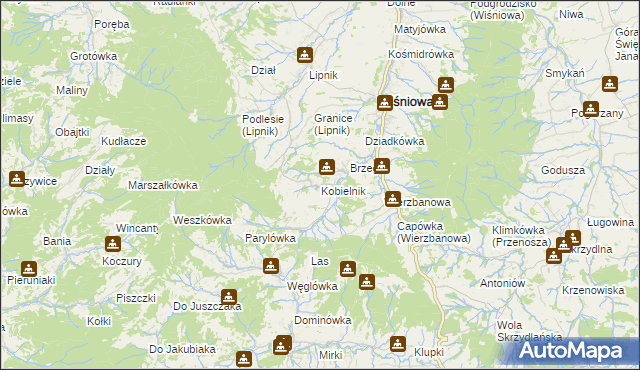 mapa Kobielnik, Kobielnik na mapie Targeo