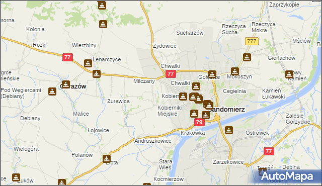 mapa Kobierniki gmina Samborzec, Kobierniki gmina Samborzec na mapie Targeo