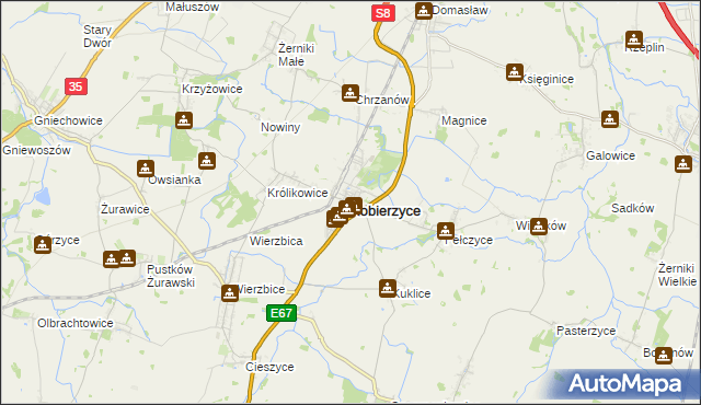 mapa Kobierzyce, Kobierzyce na mapie Targeo