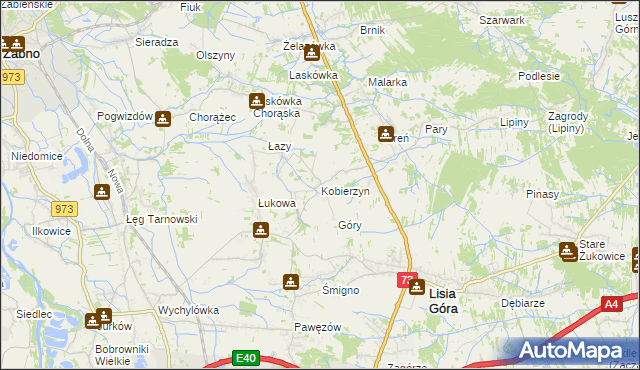 mapa Kobierzyn gmina Lisia Góra, Kobierzyn gmina Lisia Góra na mapie Targeo