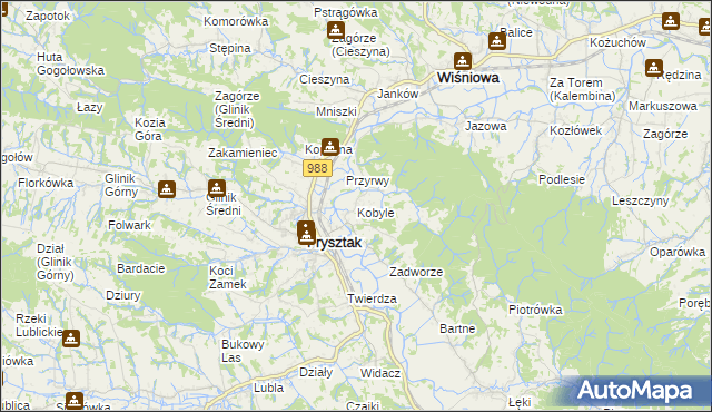 mapa Kobyle gmina Frysztak, Kobyle gmina Frysztak na mapie Targeo