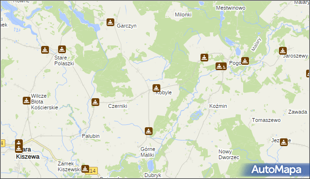 mapa Kobyle gmina Stara Kiszewa, Kobyle gmina Stara Kiszewa na mapie Targeo