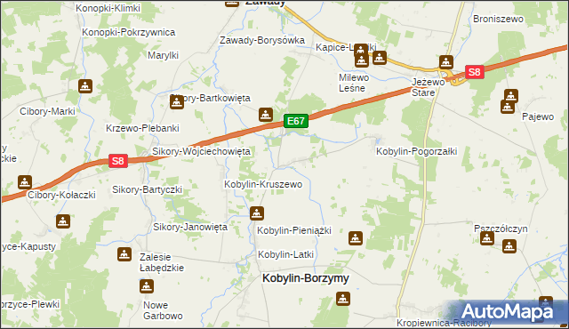 mapa Kobylin-Cieszymy, Kobylin-Cieszymy na mapie Targeo