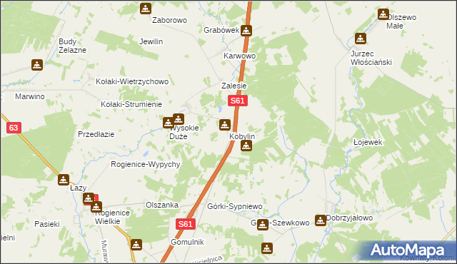 mapa Kobylin gmina Piątnica, Kobylin gmina Piątnica na mapie Targeo