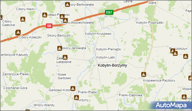 mapa Kobylin-Latki, Kobylin-Latki na mapie Targeo