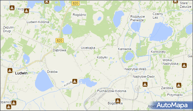 mapa Kobyłki gmina Ludwin, Kobyłki gmina Ludwin na mapie Targeo