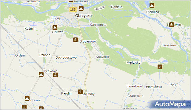 mapa Kobylniki gmina Obrzycko, Kobylniki gmina Obrzycko na mapie Targeo