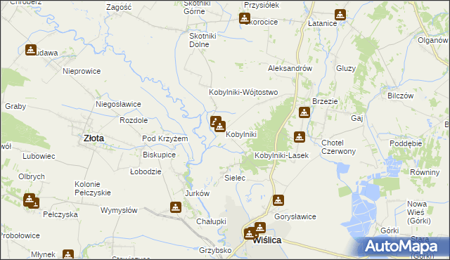 mapa Kobylniki gmina Wiślica, Kobylniki gmina Wiślica na mapie Targeo