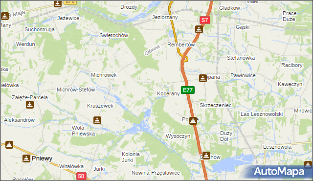 mapa Kocerany, Kocerany na mapie Targeo