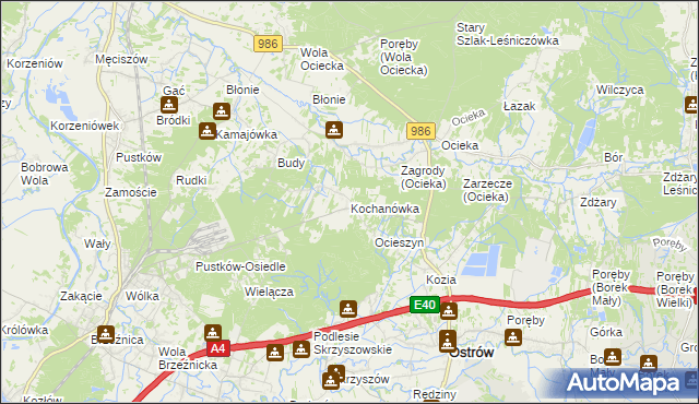 mapa Kochanówka gmina Dębica, Kochanówka gmina Dębica na mapie Targeo