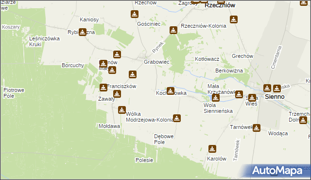 mapa Kochanówka gmina Sienno, Kochanówka gmina Sienno na mapie Targeo