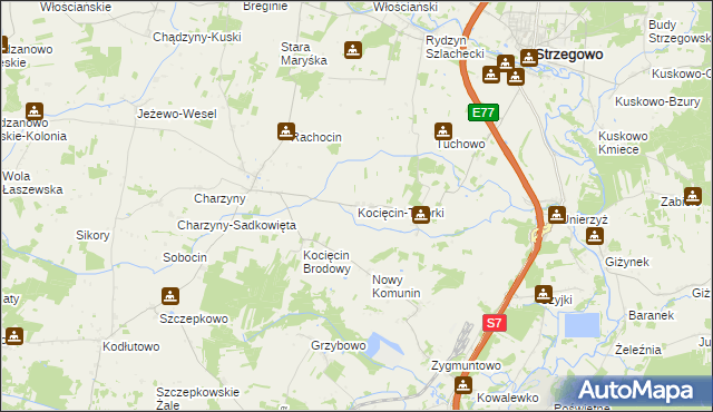 mapa Kocięcin-Tworki, Kocięcin-Tworki na mapie Targeo