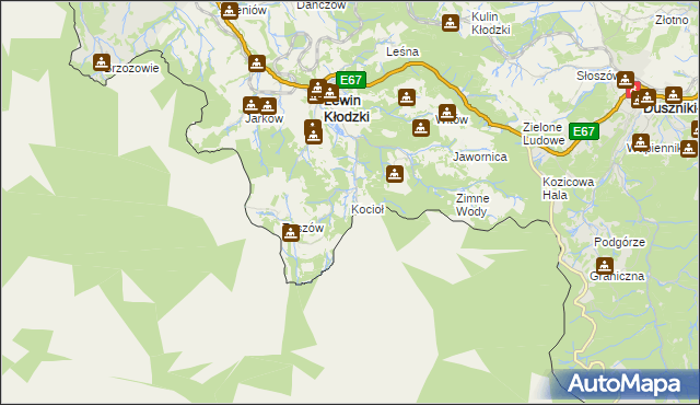 mapa Kocioł gmina Lewin Kłodzki, Kocioł gmina Lewin Kłodzki na mapie Targeo