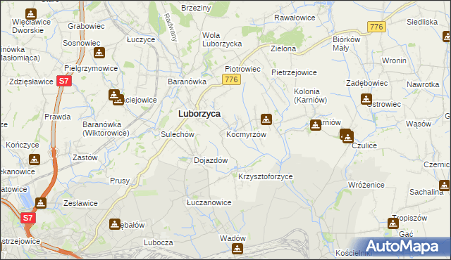 mapa Kocmyrzów, Kocmyrzów na mapie Targeo