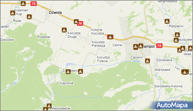 mapa Kocudza Trzecia, Kocudza Trzecia na mapie Targeo