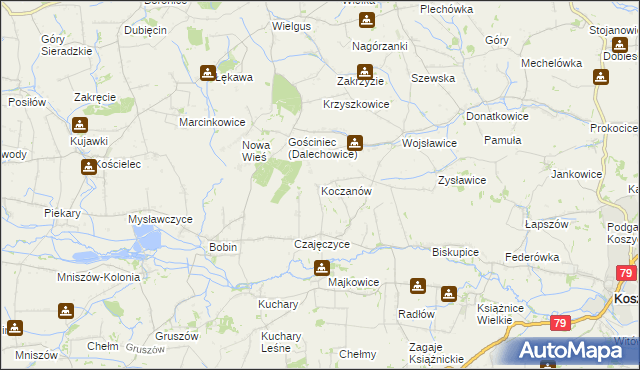 mapa Koczanów, Koczanów na mapie Targeo