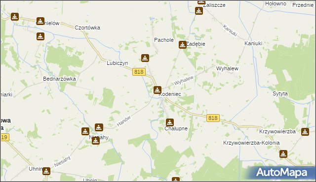 mapa Kodeniec, Kodeniec na mapie Targeo