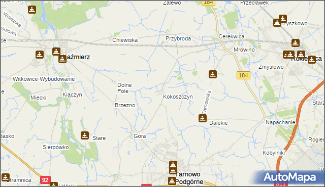 mapa Kokoszczyn gmina Tarnowo Podgórne, Kokoszczyn gmina Tarnowo Podgórne na mapie Targeo