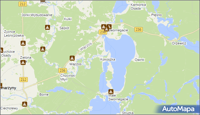 mapa Kokoszka gmina Chojnice, Kokoszka gmina Chojnice na mapie Targeo