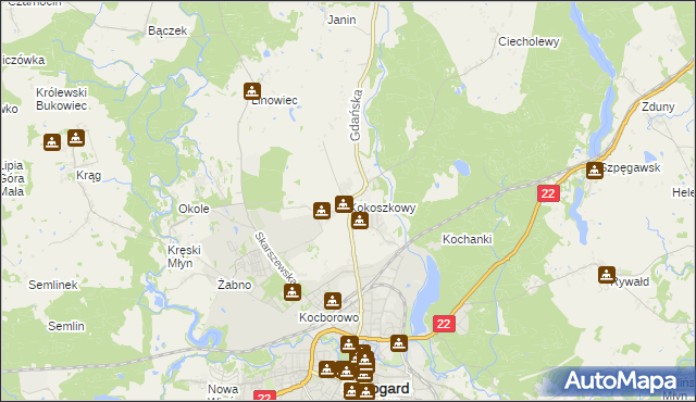 mapa Kokoszkowy, Kokoszkowy na mapie Targeo