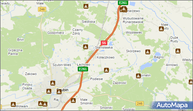 mapa Kołaczkowo gmina Szubin, Kołaczkowo gmina Szubin na mapie Targeo