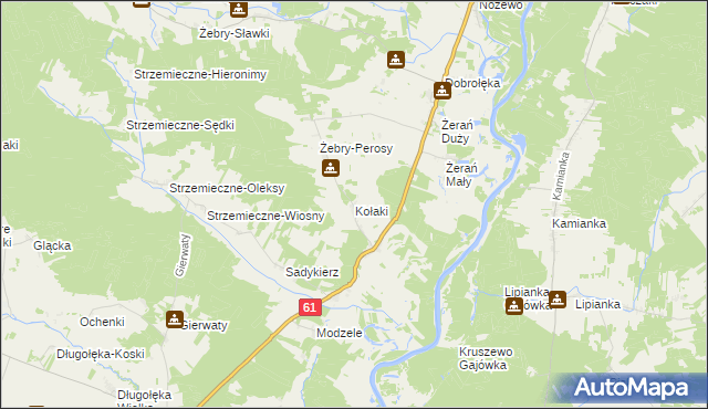 mapa Kołaki gmina Młynarze, Kołaki gmina Młynarze na mapie Targeo