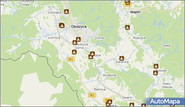 mapa Kolce, Kolce na mapie Targeo