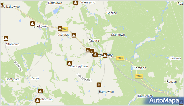 mapa Kołczygłowy, Kołczygłowy na mapie Targeo